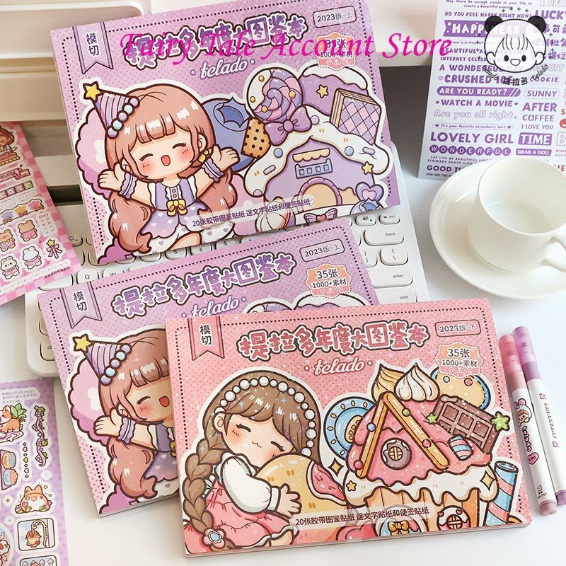 

Telado Annual Large Picture Book Materials Hand Account Stickers and Cute Paper Hand Account Stickers Decorative Small Patterns