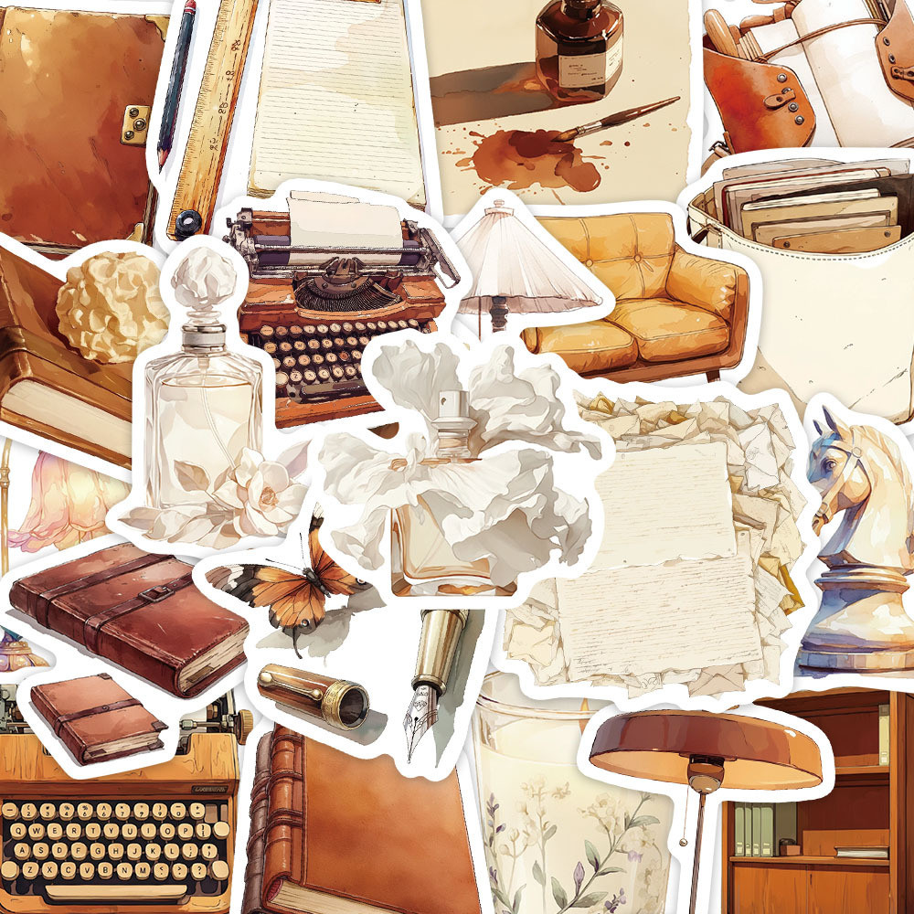 

10/30PCS Ancient Book Letter Stickers Scrapbooking Creative Paper Home Phone Luggage Decoration Skateboard Gifts Paper Sticker