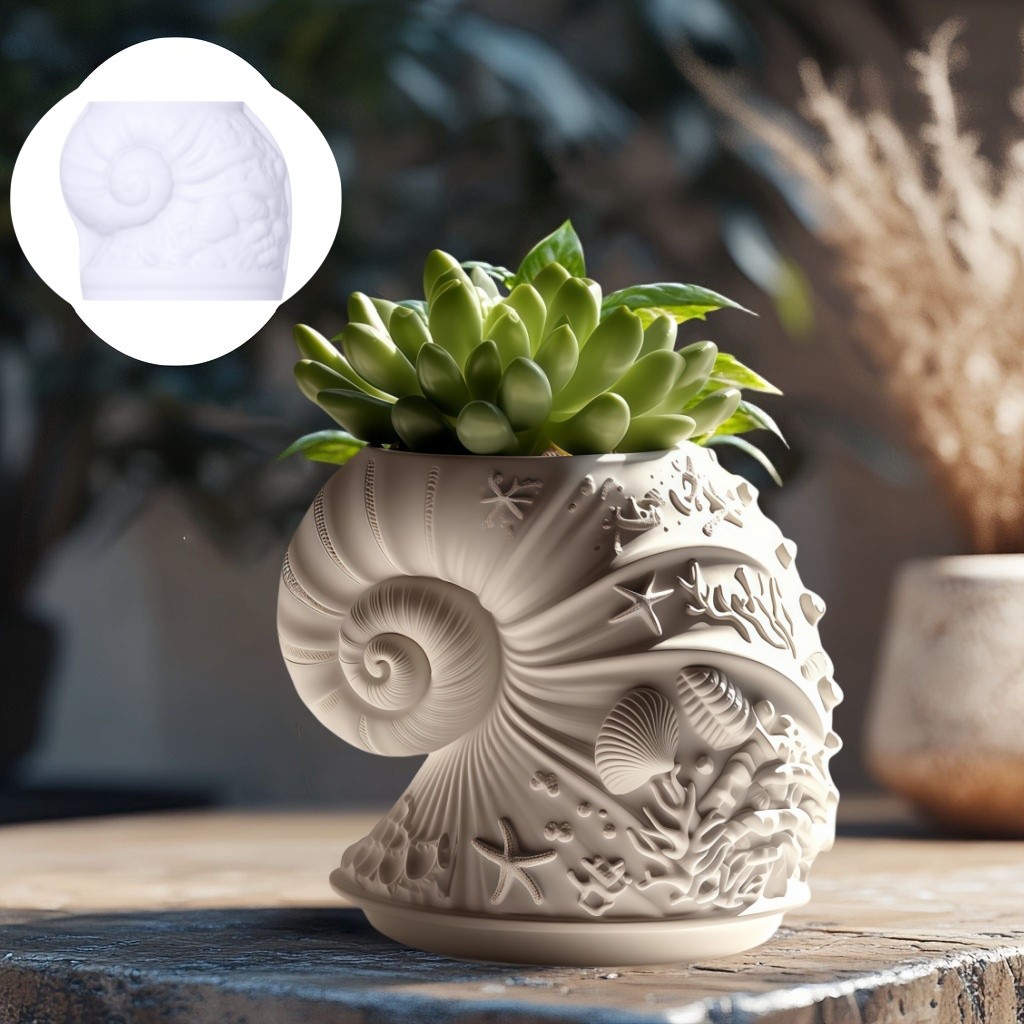

Sea star relief conch succulent plant flowerpot resin silicone mold coral conch storage box mold shell candle cup gypsum molds
