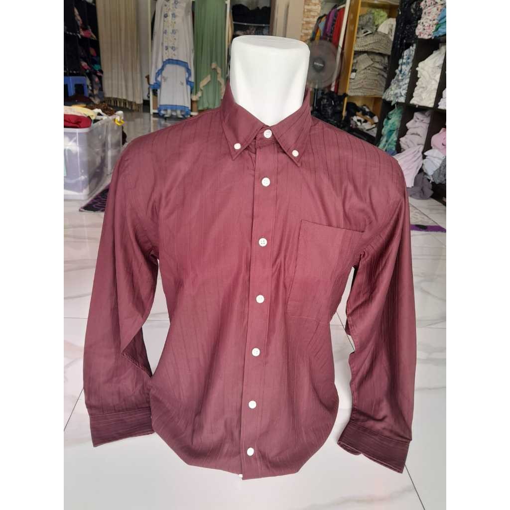 Kemeja Pria Lengan Panjang Calvin Klein Premium Original - Katun - Polos