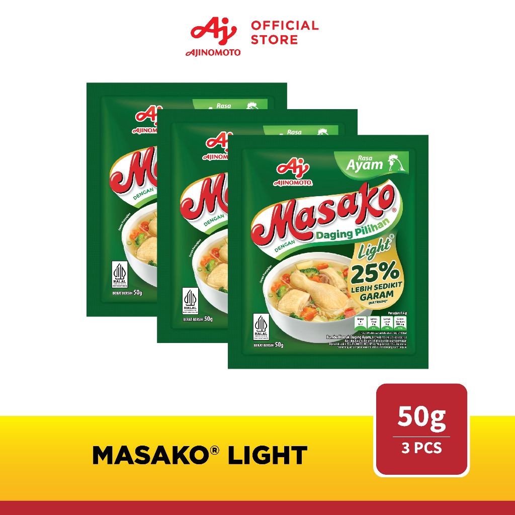 

Masako Light Bumbu Kaldu Penyedap Rasa Ayam 50 g