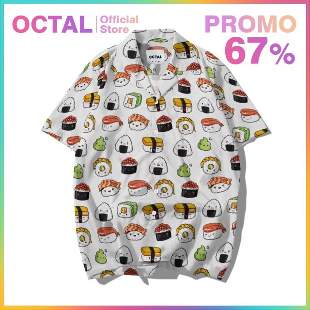 OCTAL - Kemeja Motif Pattern Pantai Printing Kasual Pria - Wanita KMP-0264