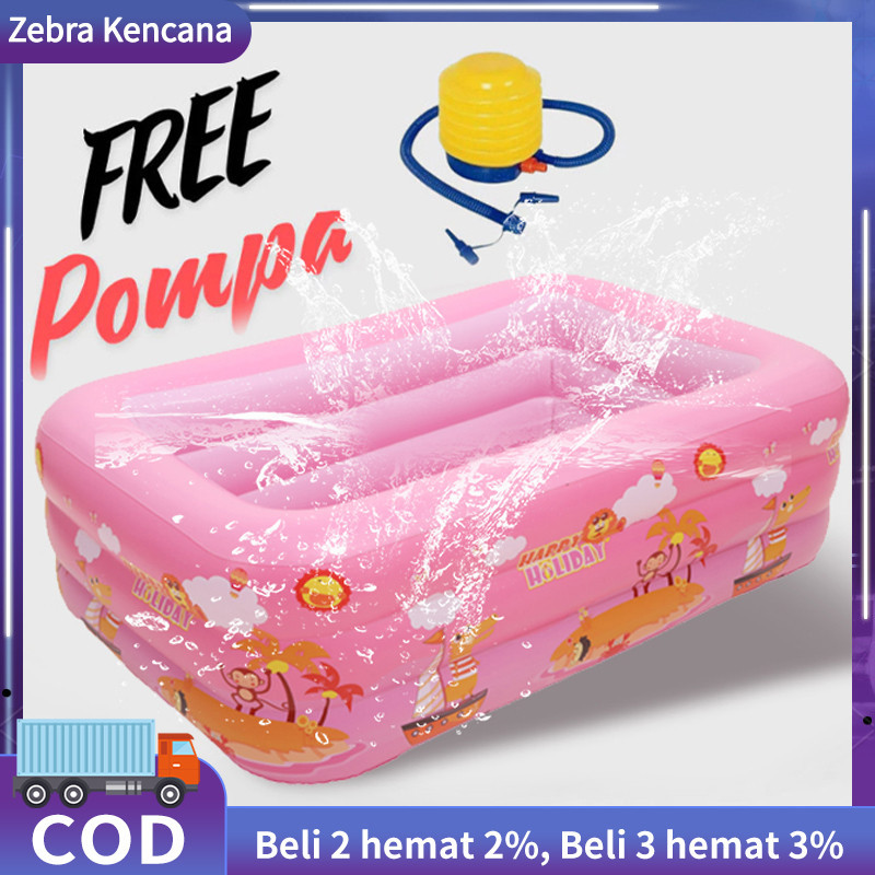 DANGLAPOSHOP  1.5-3.1M Kolam Renang Anak Jumbo 3Rings Kolam Renang Keluarga Tiup Besar Family Inflat
