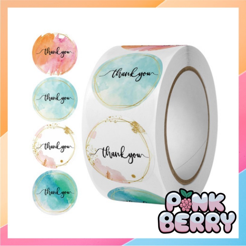

PINK BERRY 5195 Sticker Thank You Sticker Thank You 500 PCS Stiker 1 Roll Stiker Thank You