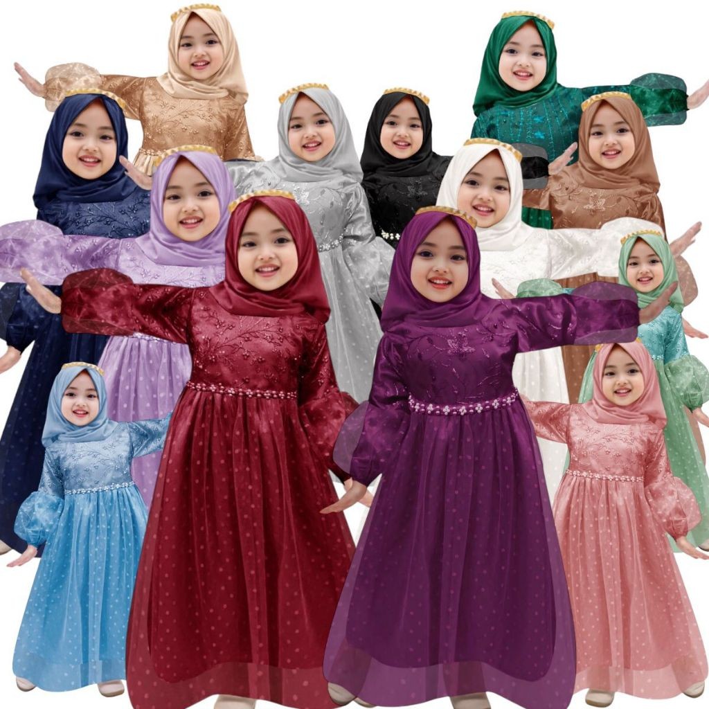 Gamis anak perempuan Meliana 2-11thn / gamis brukat / baju muslim anak perempuan / baju pesta anak m