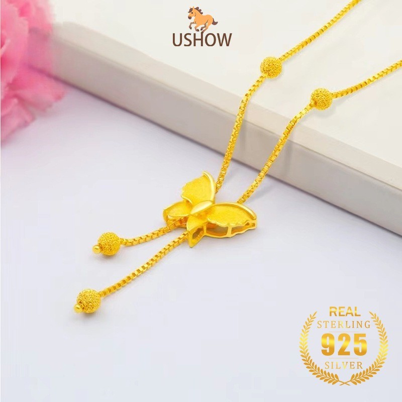 USHOW Kalung Emas Kupu-Kupu Fashion Wanita