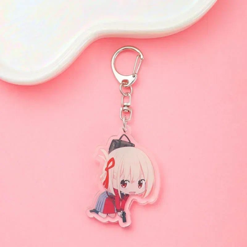 

Anime Lycoris Recoil Acrylic Keychain Accessaries Cartoon Funny Pendant Cute Creative Bag Charm Car Keyring Friends Fans Gifts