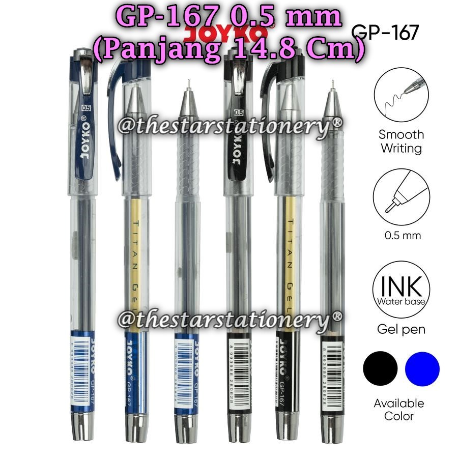 

(1 Biji) GROSIR Gelpen JOYKO GP-167 0.5 mm Titan Gel / Gel Pen Pulpen Pena Joyko GP-167 (1 Biji)