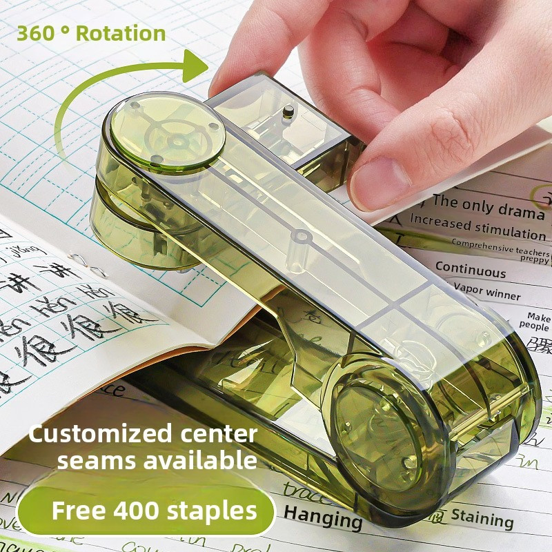 

1PCS 360-Degree Rotating Plastic Stapler for Student Office Use Portable Paper Binding Toolfor Classroom Bookstore