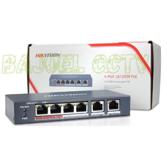 Switch Hub Poe 4 Port HIKVISION DS-3E0106P-E/M 4 Port Poe + 2 Uplink