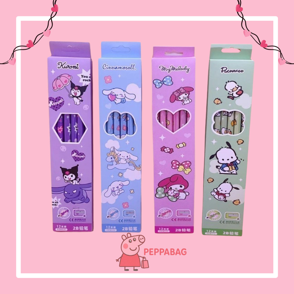 

(12 pcs) Pensil 2B Karakter / Pencil Kayu 2B Fancy Kartun Lucu Sanrio Labubu - ES0347