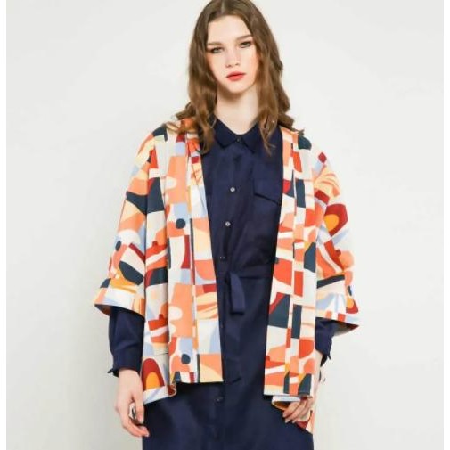 CottonInk Santorini Nayan Long Sleeve Outer Wanita - MultiColor