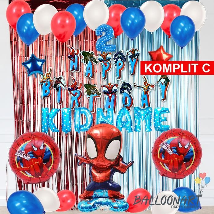 Promo SPIDERMAN SIMPLE DEKORASI SET/BALON FOIL/DEKORASI ULANG TAHUN ANAK - HEMAT, 1 Terlaris