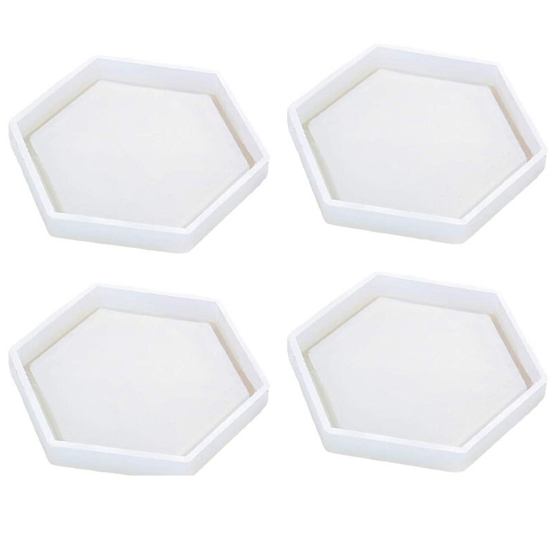 

AOA-4 Pack Hexagon Silicone Coaster Molds Silicone Resin Mold, Clear Epoxy Molds For Casting With Resin, Concrete, Cement And Po