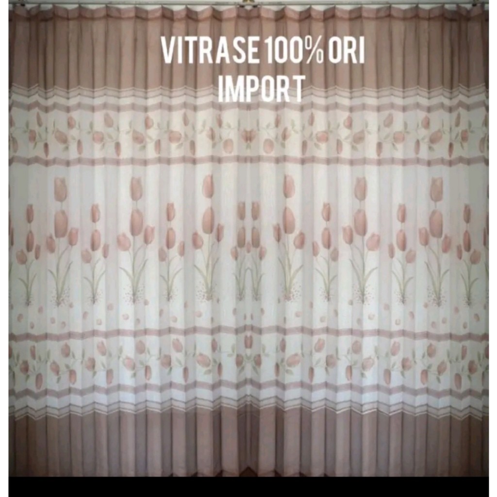 Vitrase Dalaman Gorden Motif bunga tulip Model Cantol Jendela Minimalis panjang 250cm 2 meter Ungu C