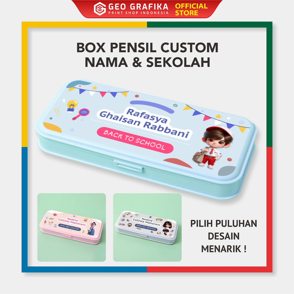 

Box Pensil Kotak Pensil Custom Nama - Geo Grafika Print Shop