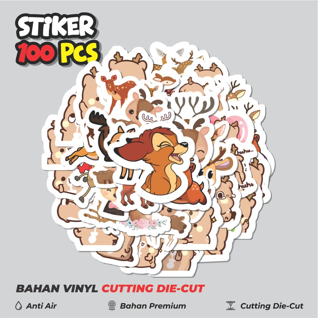 

Terbaru! 50 pcs Stiker Hewan Rusa Dekorasi Lucu Kreatif untuk Notebook, Skateboard, HP