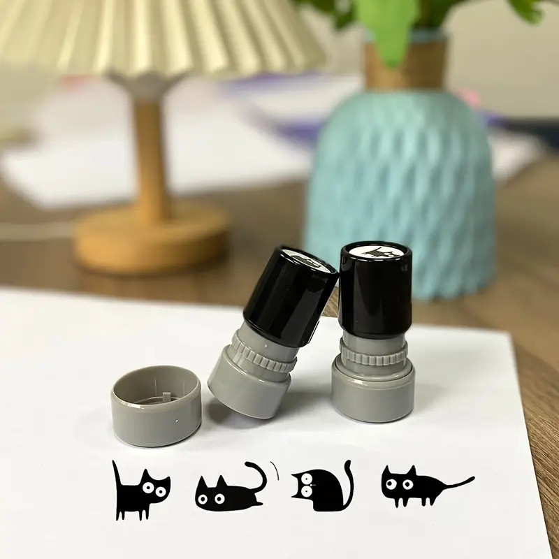 

4 Styles Cute Cartoon Stamps Lovely Small Black Cat Stamp DIY Scrapbooking Decoration Diary Collage Stationery