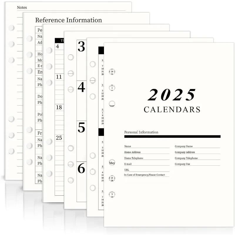 

European Version 2025 A5 Weekly & Monthly Planner Binder Refill Insert -14.8 X 21cm, 100GSM Paper, Monday Started, 6 Hole