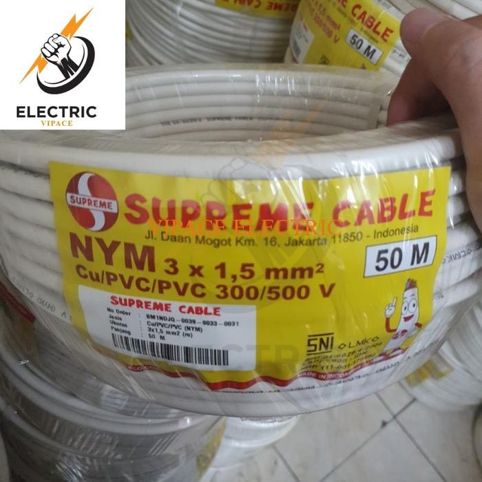 KABEL LISTRIK SUPREME NYM 3x1.5 3 x 1.5 KABEL NYM SUPREME 3X1.5 50MTR