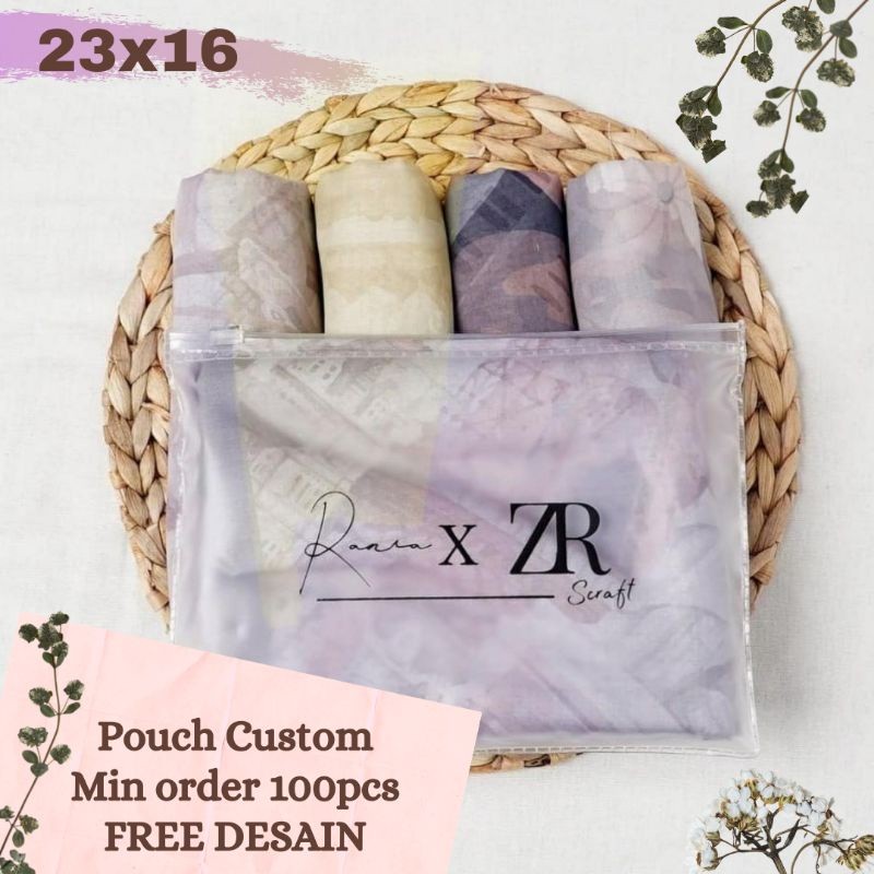 Ziplock Pouch Custom Logo Zipper Jilbab Instan Pashmina Silk Crinkle Plisket Khimar Syari Bahan PVC