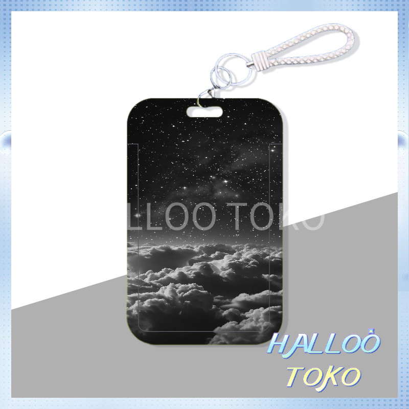 

ID CARD HOLDER MOTIF KAWAII TEMPAT KARTU PHOTOCARD PHOTO CARD Pelindung + Tali,Langit Bintang Hitam Putih