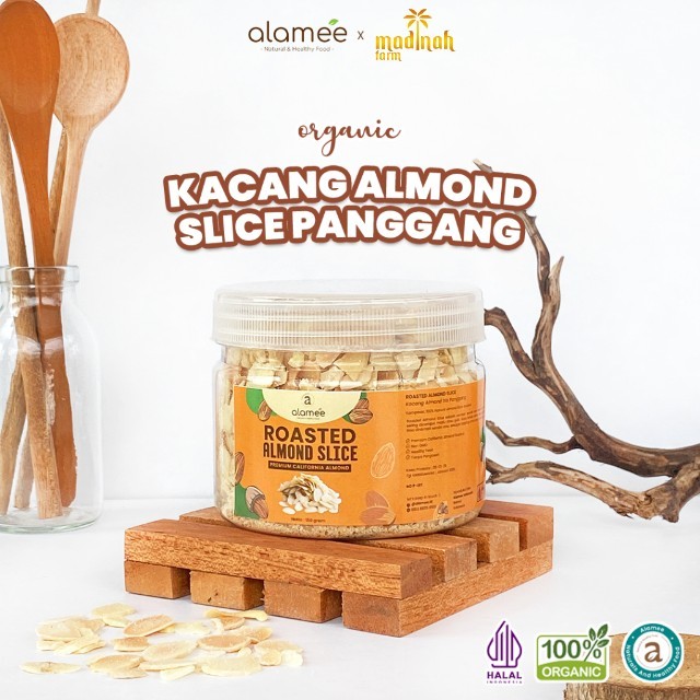 

ALAMEE Roasted Almond Sliced Almon Slice irisan panggang Kacang Almond Pacang Slice 150gr madinah