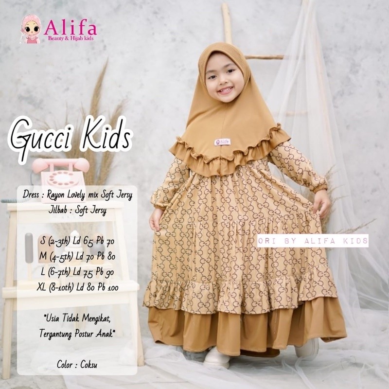 Baju Lebaran Kekinian Termurah Muslimah anak cantik / Gucci Set Kids Dress Gamis Anak Warna Beragam