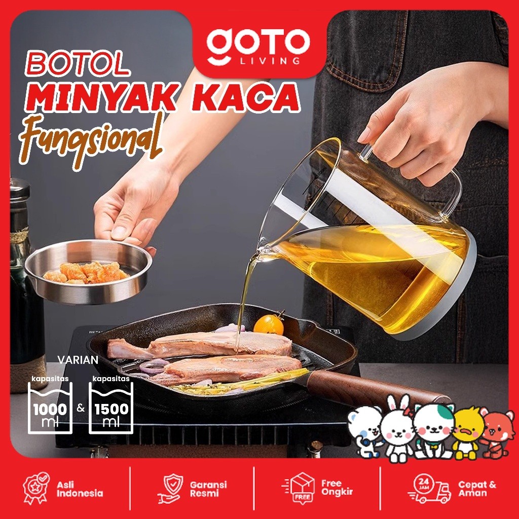 Goto Zaylo Oil Filter Pot Tempat Minyak Goreng Bekas Saringan Kaca