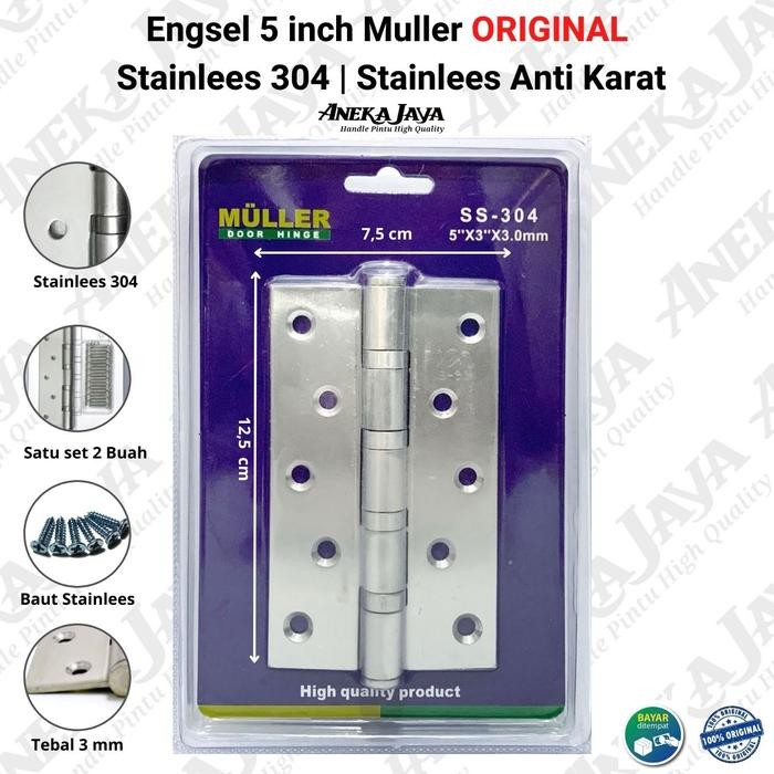 Dijual Engsel Muller 5 inch Stainlees ORIGINAL / Engsel stainlees 304 tebal anti karat / Engsel Pint