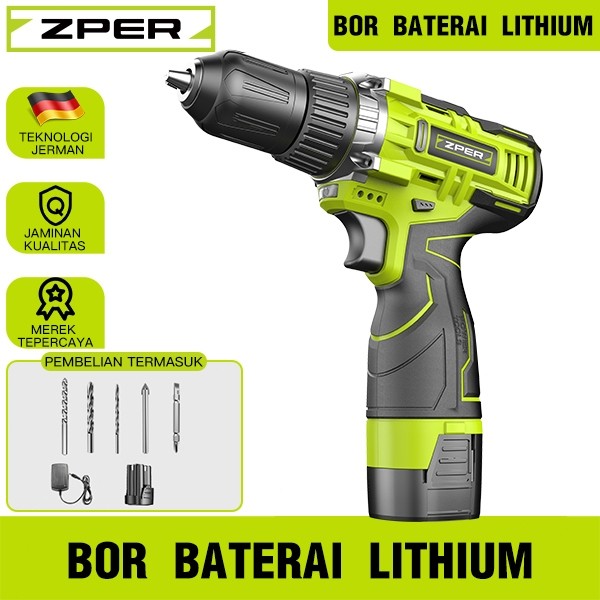 ZPER Bor Listrik 12V Mesin Bor Baterai Tangan Cordless Drill Battery Bor Tanpa Kabel ZP011