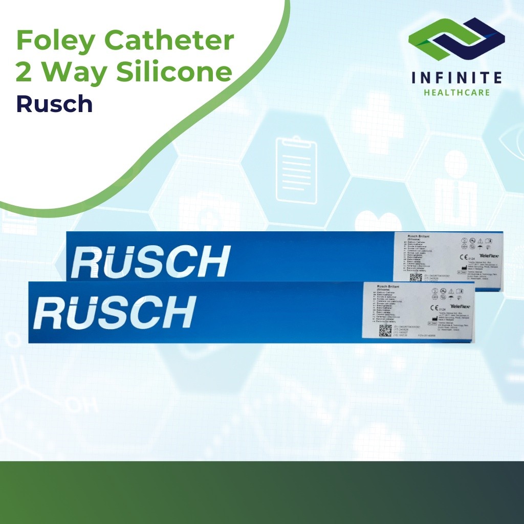 Foley Catheter 2 Way Silicon size 12, 14, 16, 18 dan 20 Selang Urin Kateter Silikon Rusch Brillant