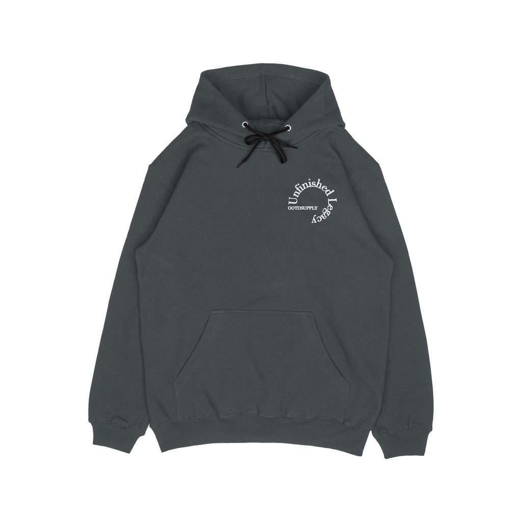 OOTDSUPPLY - Pullover Hoodie Unfinished Three Quarters Dark Grey | Pakaian Pria & Wanita HD022