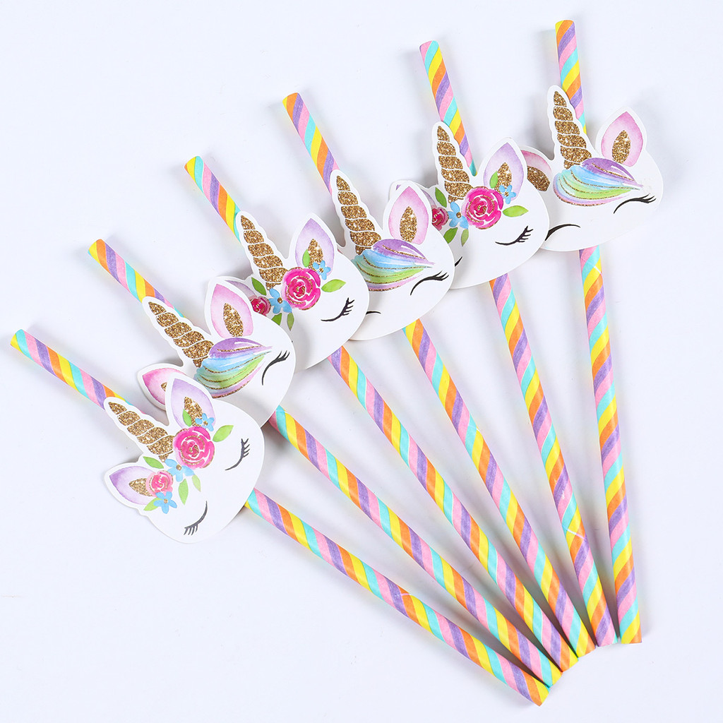 

20pcs Unicorn Party Disposable Straws Unicorn Birthday Party Decorations Kids Girl Baby Shower Wedding Pool Party Supplies