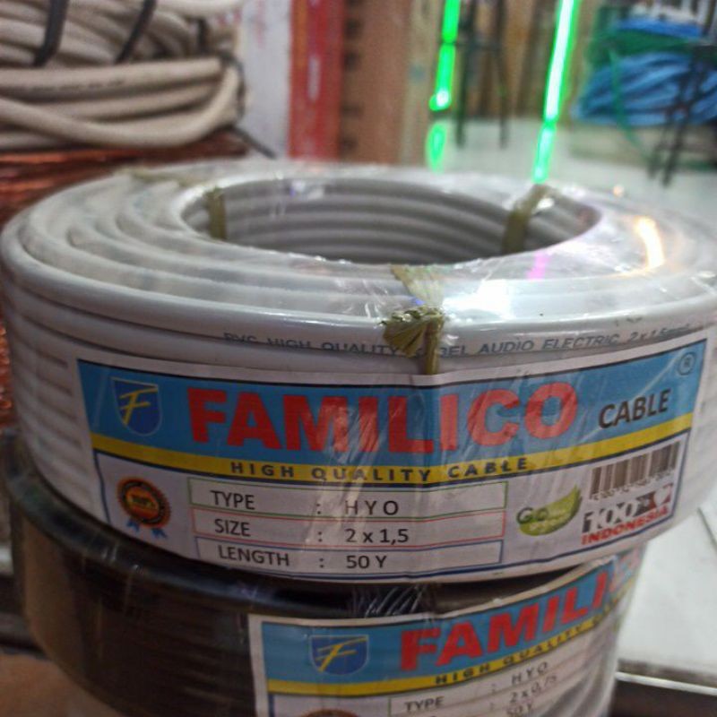 JAMIN MURAH Kabel Familico HYO 2x1,5 50 Yard(BISA LANGSUNG ORDER)