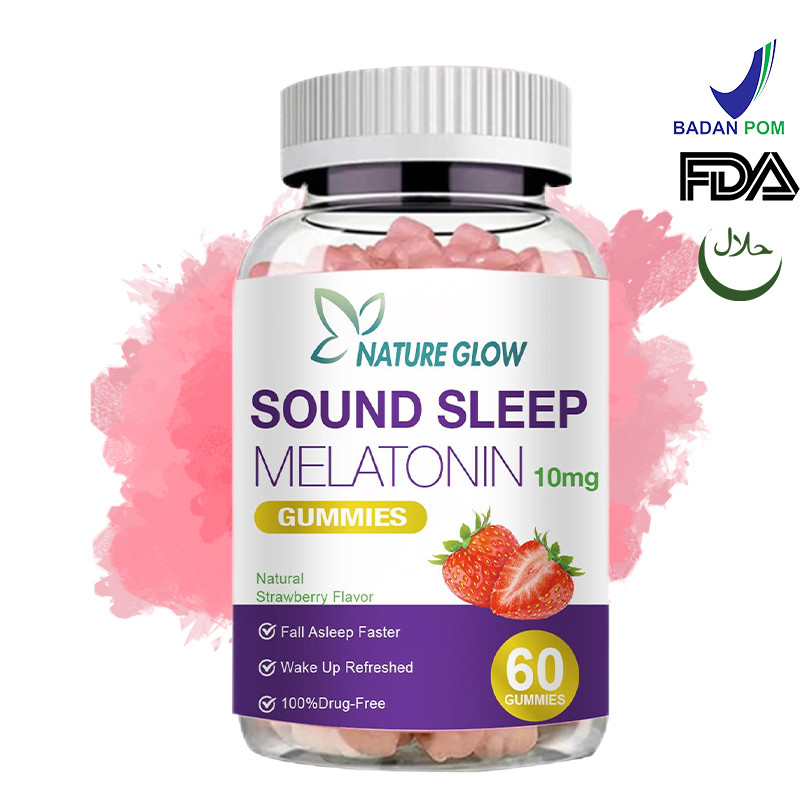 Nature Glow Melatonin 10mg Gummies + Vitamin B6 Bantu Tidur Nyenyak & Relaksasi Suplemen Tidur Alami