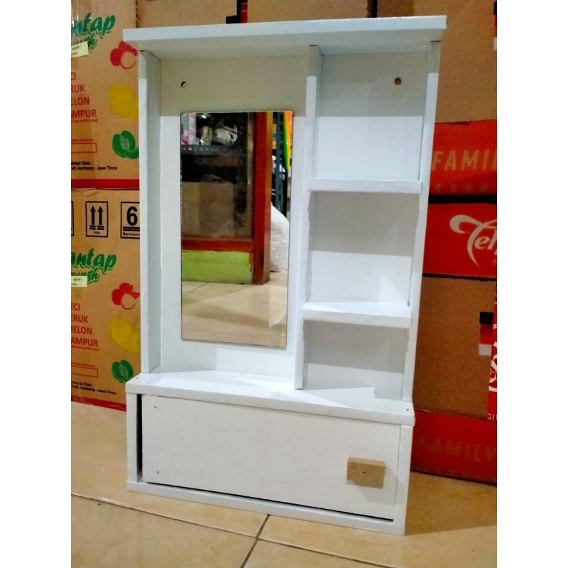 Cermin Rias Minimalis Putih Rak Kosmetik Gantung Meja rias/Rak Rias Gantung 40x25 warna putih