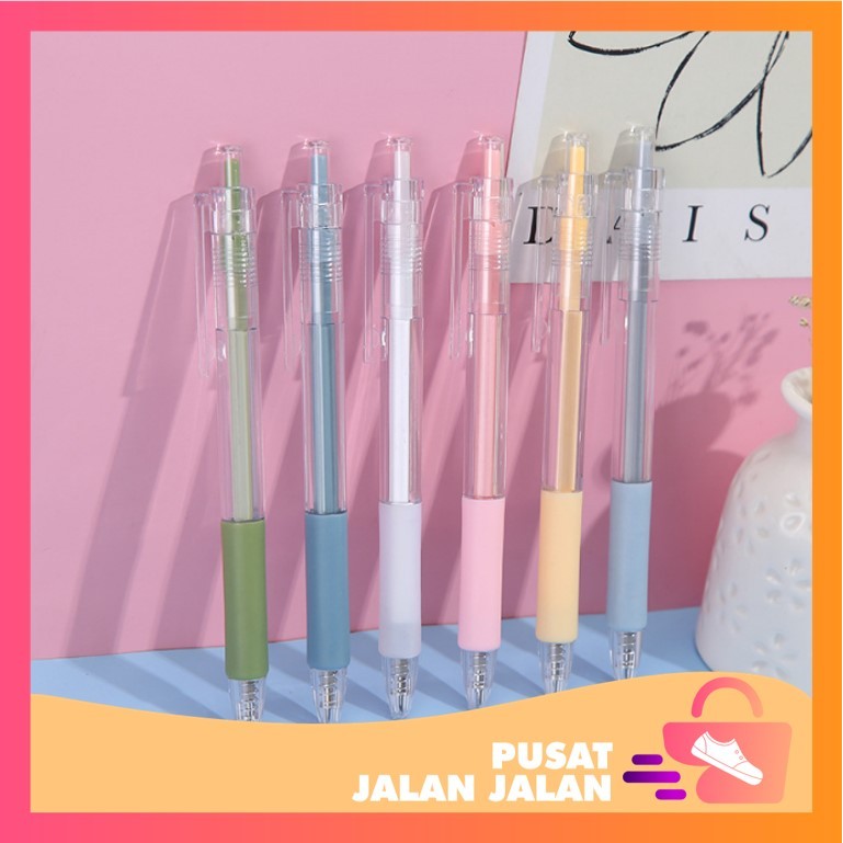 

PJJ - S6054 Pena Gel Hitam Polos / Bolpoin Hitam Polos / Pena Hitam Gel 0.5 mm Transparan / Bolpoin Transparan / Gel Pen 0.5 mm