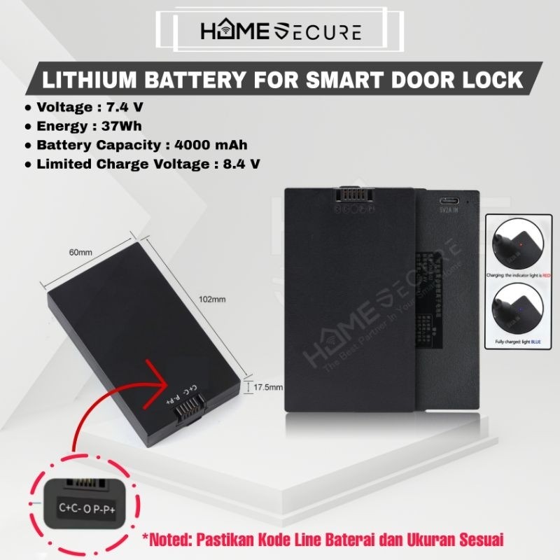 HOMS Smart Lock Lithium Battery YCO4B / Baterai Smart Door Lock Tipe Face Lock Atau Cam Lock / Bater