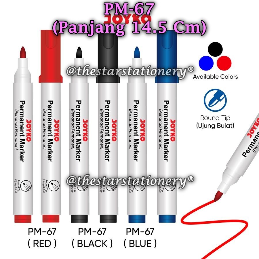 

(1 Biji) GROSIR Spidol Permanent Round Tip JOYKO PM-67 Permanent Marker Round Tip PM-67 (1 Biji)