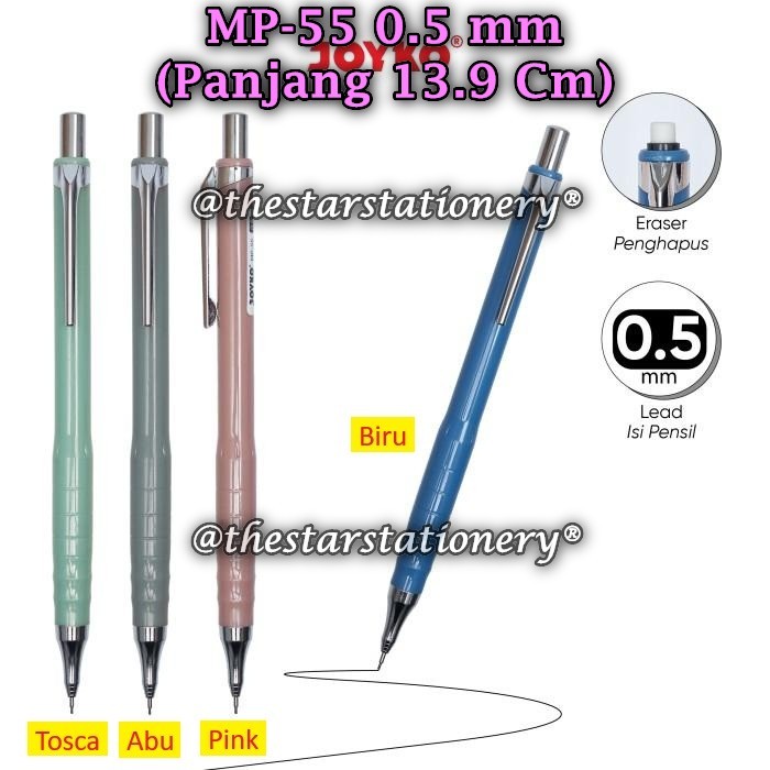 

(1 Pak/12) GROSIR Pensil Mekanik JOYKO MP-55 0.5 mm Mechanical Pencil Joyko MP-55 (Pak/12)