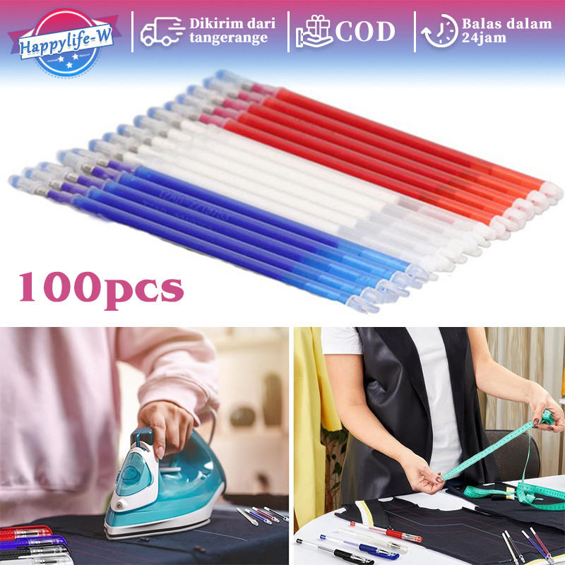 

Heat Erasable Pen 100pcs Bolpen Kulit Leather Kain Penanda Pola