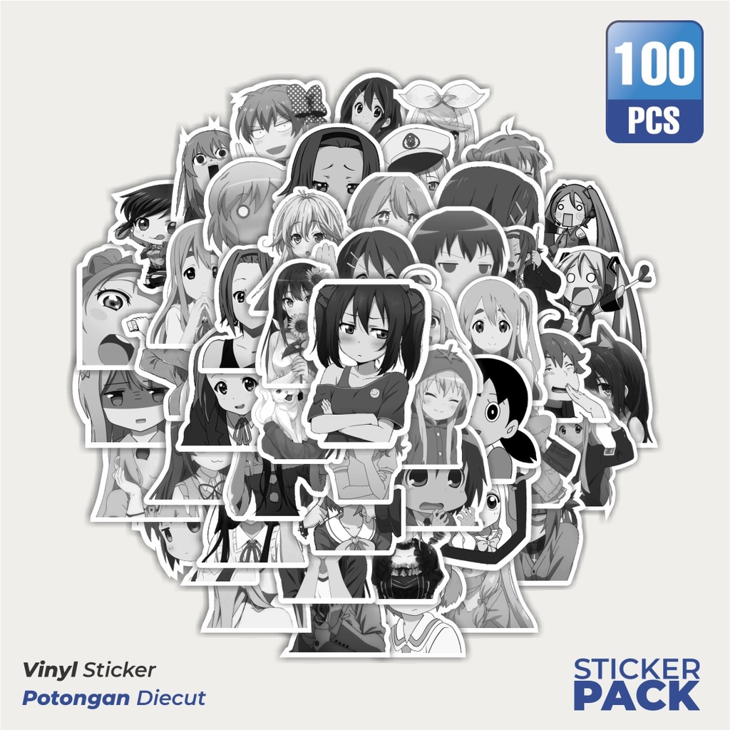 

Stiker Vinyl Stiker Anime Random Black & White Waterproof Aesthetic- Untuk Laptop, Motor, dan Helm - Paper Stationery Pack