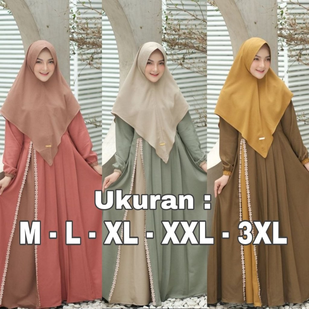 PARXETSHOP  Gamis Nashwa Syar'i Set Khimar - Bisa COD Cringkle Airflow Premium - Fashion Muslim Wani
