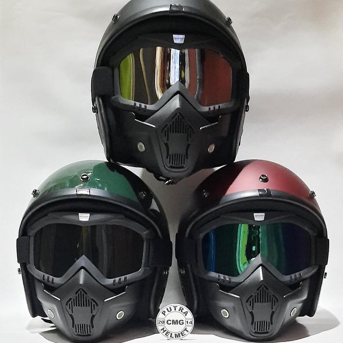 dijual_PROMO PAKET HELM BOGO RETRO GOOGLE MASK GOOGLE MASKER