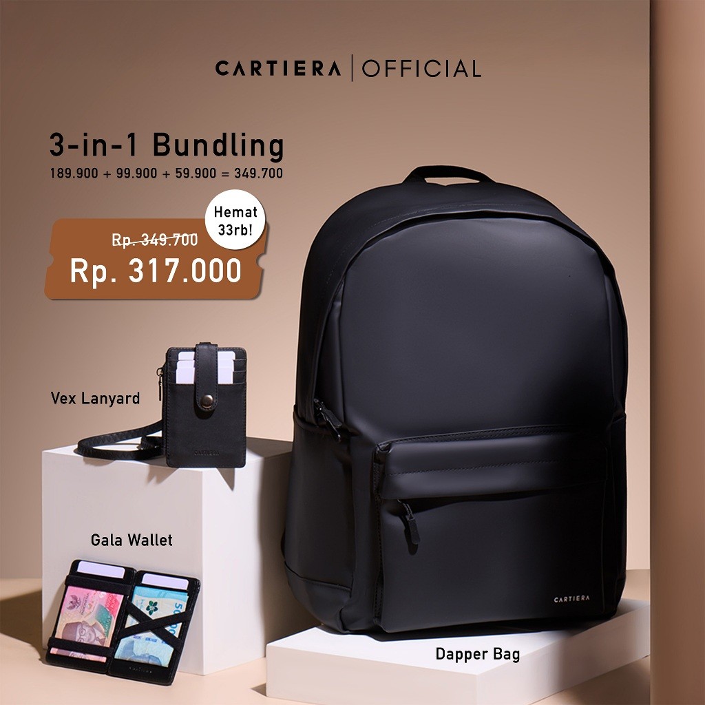 Cartiera Pejuang Korporat Starter Pack Bundling Tas Kerja Lanyard ID Card Dompet
