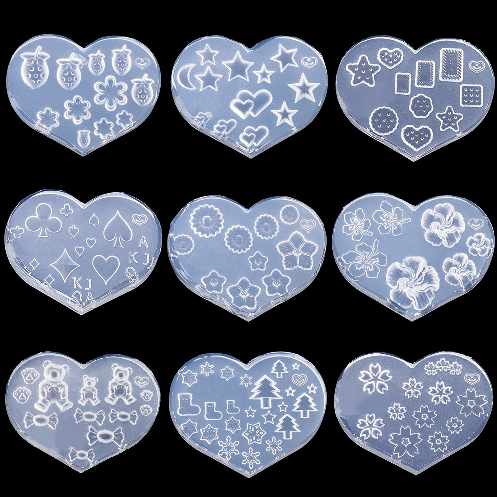 

Tiny Beads Crown Heart Star Moon Heart Flower Nail Art Earrings Silicone Mould Jewelry Casting Tool UV Epoxy Resin Silicone Mold