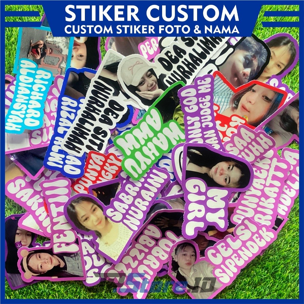 

Stiker Foto Wajah dan Tulisan Nama Custom Min Order 3 Pcs Untuk 1 Foto