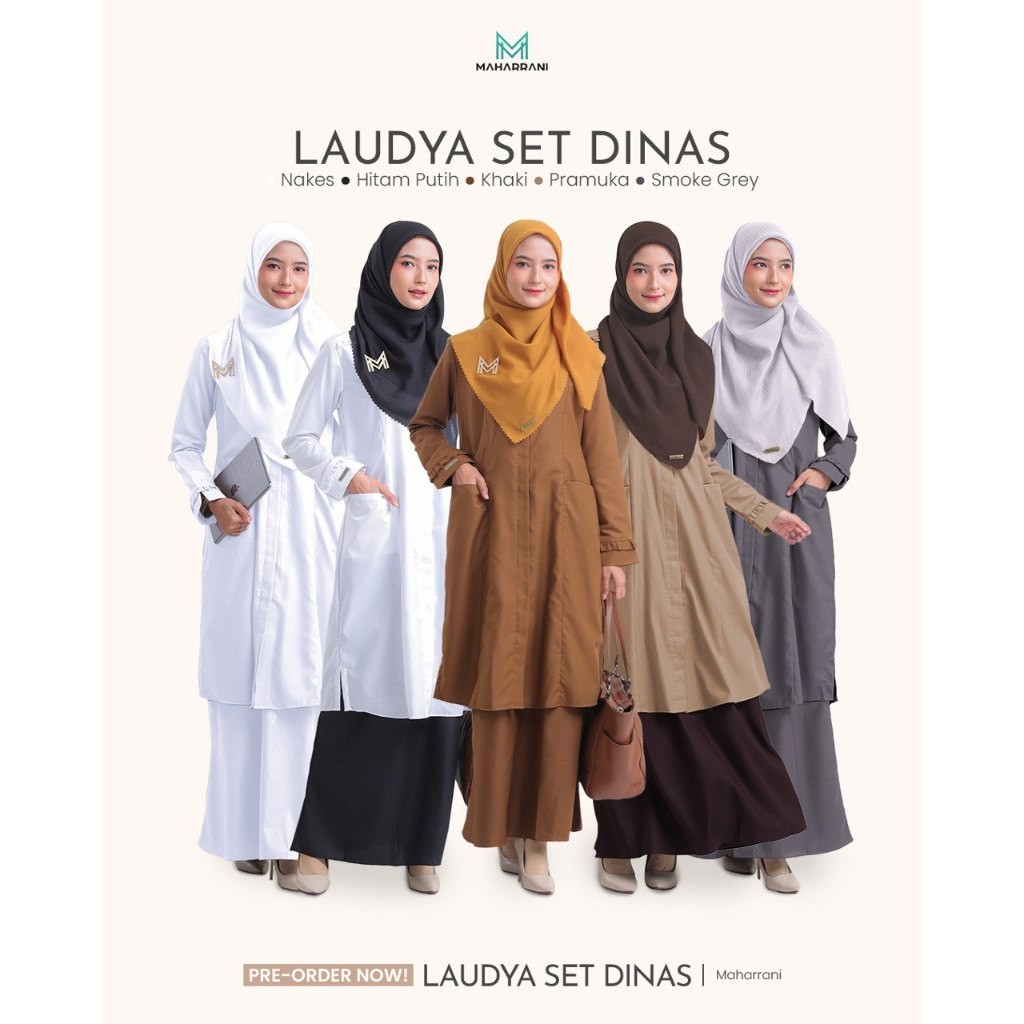 Laudya Set, Seragam Dinas, Seragam PNS, Seragam Pemda, Seragam Guru PNS, Baju Khaki Pemda Set Tunik