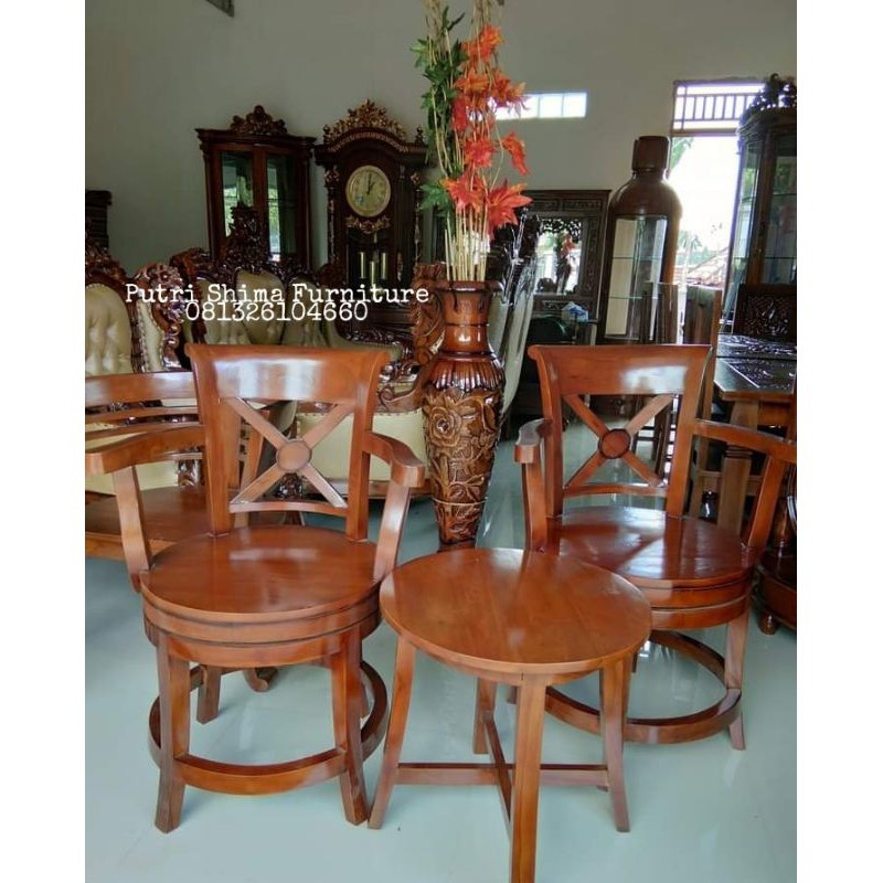 TERBARU kursi teras putar / kursi teras kayu jati / kursi teras depan rumah / kursi taman / kursi ke